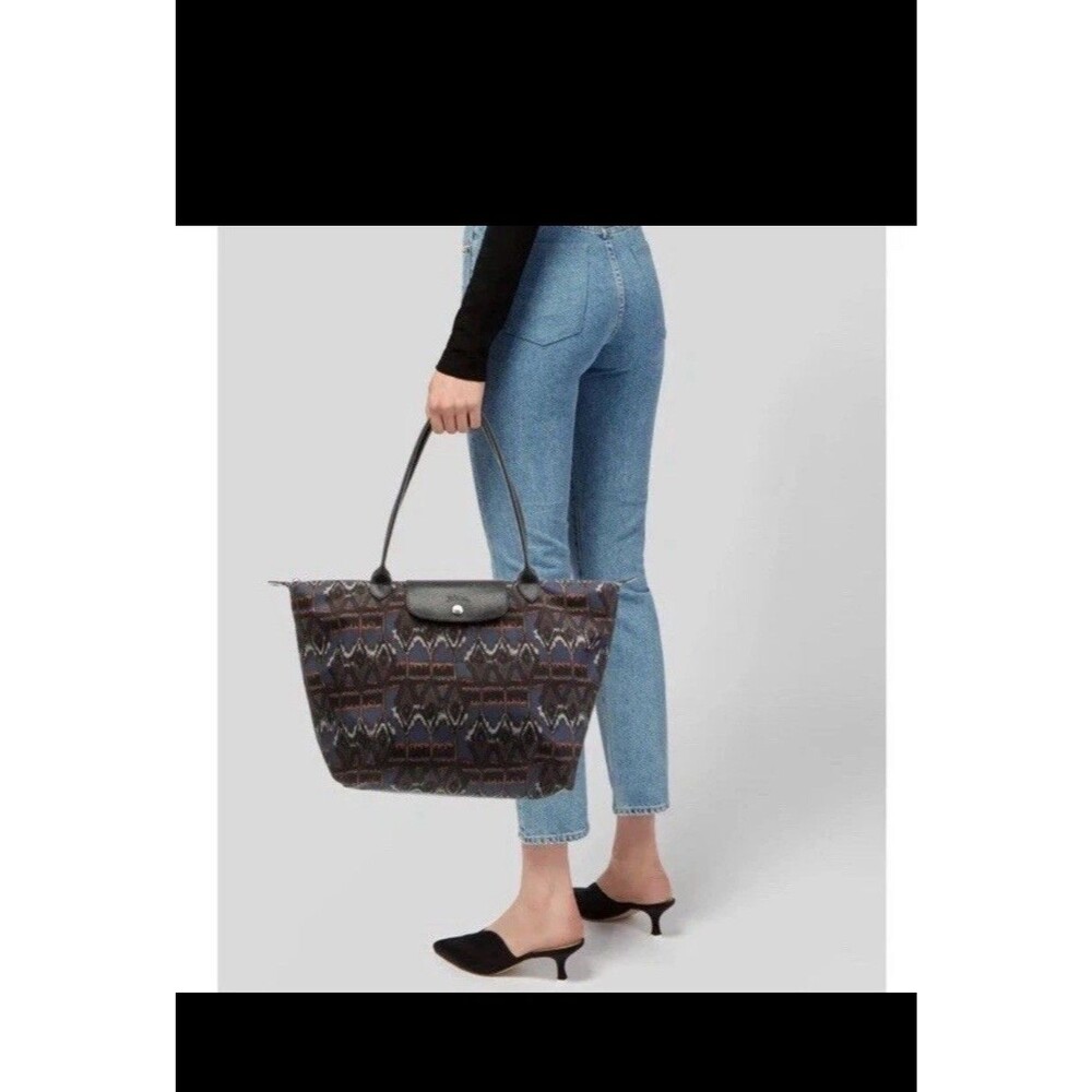 Longchamp Le Pliage Ikat Multi Color Print Shoulder Tote Bag Rare